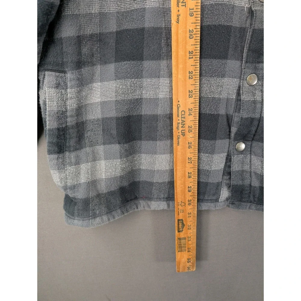 Columbia Mens Plaid Fleece Lined Flannel Shirt Jacket Gray XXL